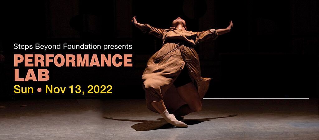 Peformance lab poster- dance performance- November 13, 2022 - solo dancer performing on dark stage