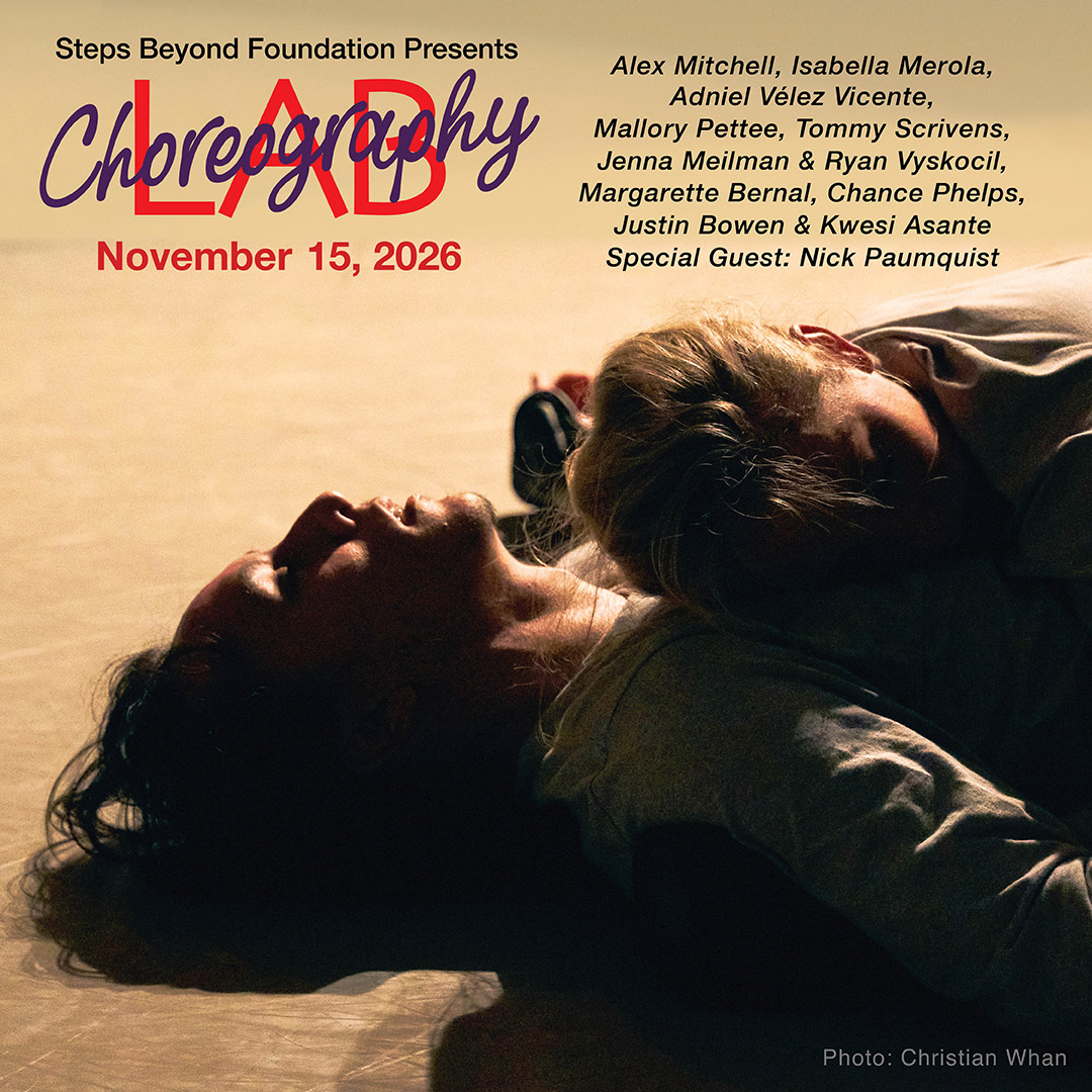 A couple lying on the floor in Steps Studio Theater at a Choreography Lap performance